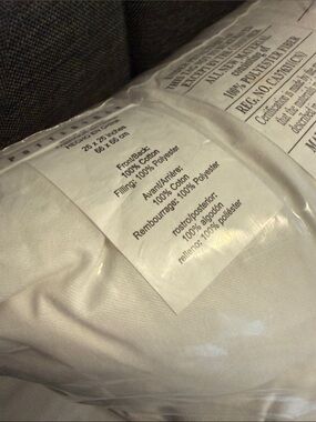 NWT Euro 26”x26” Pillow Insert, Cotton w/Down Alternative Polyester Fill